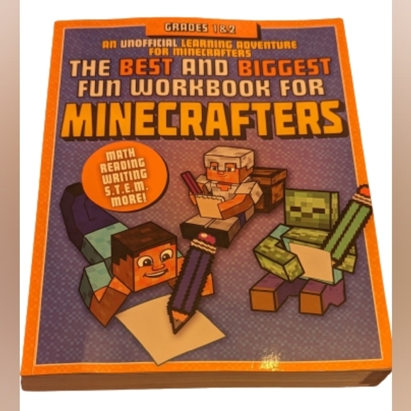 NWOT The Best and Biggest Fun Workbook for Minecrafters Grades 1 & 2 math STEM - Picture 1 of 9